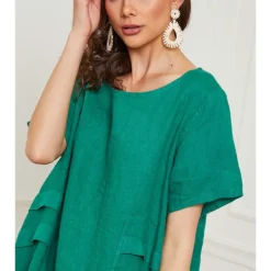 Linnen Jurk "Erbus" Groen -Exporteren Mooie Look Winkel josefine linnen jurk erbus groen 3