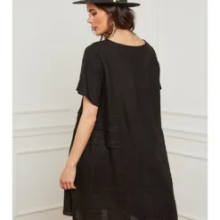 Linnen Jurk "Erbus" Zwart -Exporteren Mooie Look Winkel josefine linnen jurk erbus zwart 2