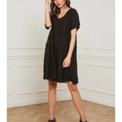 Linnen Jurk "Erbus" Zwart -Exporteren Mooie Look Winkel josefine linnen jurk erbus zwart 4