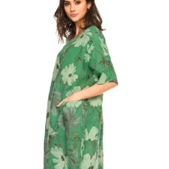 Linnen Jurk "Forget" Groen -Exporteren Mooie Look Winkel josefine linnen jurk forget groen 3