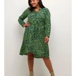 Jurk "Fina" Groen/meerkleurig -Exporteren Mooie Look Winkel kaffe curve jurk fina groen meerkleurig 3