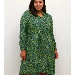 Jurk "Fina" Groen/meerkleurig -Exporteren Mooie Look Winkel kaffe curve jurk fina groen meerkleurig 4