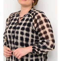 Jurk "Labina" Beige/zwart -Exporteren Mooie Look Winkel kaffe curve jurk labina beige zwart 2