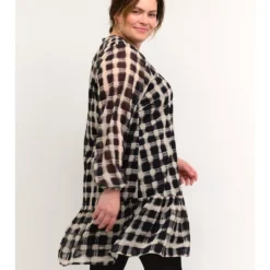 Jurk "Labina" Beige/zwart -Exporteren Mooie Look Winkel kaffe curve jurk labina beige zwart 4