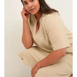 Jurk "Mayi" Beige -Exporteren Mooie Look Winkel kaffe curve jurk mayi beige 2