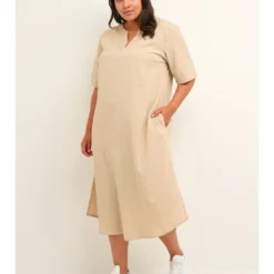 Jurk "Mayi" Beige -Exporteren Mooie Look Winkel kaffe curve jurk mayi beige 3