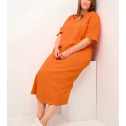 Jurk "Mayi" Oranje -Exporteren Mooie Look Winkel kaffe curve jurk mayi oranje 2