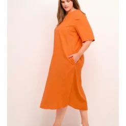 Jurk "Mayi" Oranje -Exporteren Mooie Look Winkel kaffe curve jurk mayi oranje 4