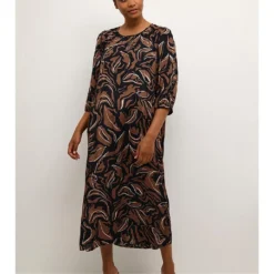 Kaffe Jurk Bruin/zwart