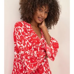 Kaffe Jurk "Ellen" Crème/rood -Exporteren Mooie Look Winkel kaffe jurk ellen creme rood 2