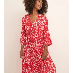 Kaffe Jurk "Ellen" Crème/rood -Exporteren Mooie Look Winkel kaffe jurk ellen creme rood 4