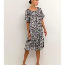 Kaffe Jurk "Lorania" Paars/groen