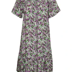 Kaffe Jurk "Lorania" Paars/groen -Exporteren Mooie Look Winkel kaffe jurk lorania paars groen 3