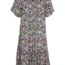 Kaffe Jurk "Lorania" Paars/groen -Exporteren Mooie Look Winkel kaffe jurk lorania paars groen 4