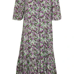 Kaffe Jurk "Lorania" Paars/groen -Exporteren Mooie Look Winkel kaffe jurk lorania paars groen 5