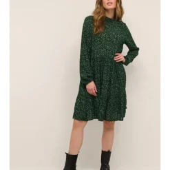 Kaffe Jurk "Sally" Groen/zwart