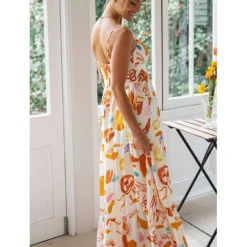 Jurk Crème/oranje -Exporteren Mooie Look Winkel la angels jurk creme oranje 2