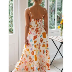 Jurk Crème/oranje -Exporteren Mooie Look Winkel la angels jurk creme oranje 3