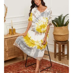 Jurk Crème/geel -Exporteren Mooie Look Winkel la compagnie du lin jurk creme geel 2