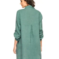Linnen Jurk "Calor" Groen -Exporteren Mooie Look Winkel la compagnie du lin linnen jurk calor groen 2
