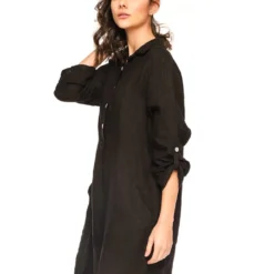 Linnen Jurk "Calor" Zwart -Exporteren Mooie Look Winkel la compagnie du lin linnen jurk calor zwart 3