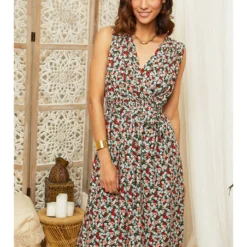 Jurk Aubergine/meerkleurig