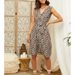 Jurk Aubergine/meerkleurig -Exporteren Mooie Look Winkel larmoire de suzette jurk aubergine meerkleurig 4