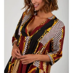 Jurk Bordeaux/zwart -Exporteren Mooie Look Winkel larmoire de suzette jurk bordeaux zwart 2