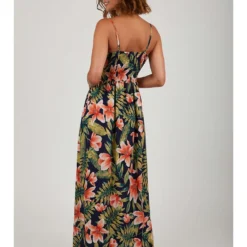 Jurk Donkerblauw/groen/koraalrood -Exporteren Mooie Look Winkel larmoire de suzette jurk donkerblauw groen koraalrood 2