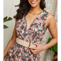 Jurk Kaki/lichtroze -Exporteren Mooie Look Winkel larmoire de suzette jurk kaki lichtroze 3