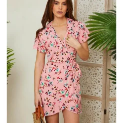 Jurk Lichtroze/lichtblauw/rood