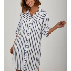 Jurk Wit/blauw/zwart