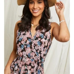 Jurk Zwart/lichtroze/blauw -Exporteren Mooie Look Winkel larmoire de suzette jurk zwart lichtroze blauw 3