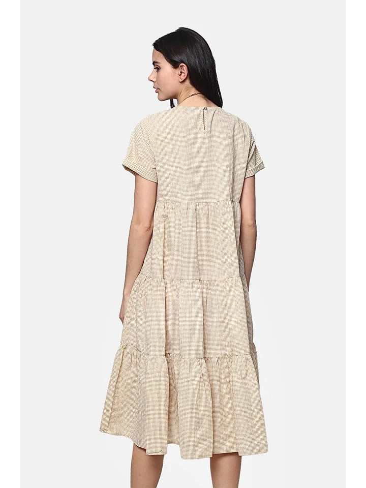 Linnen Jurk Beige/wit 3 Linnen Jurk Beige/wit - Afbeelding 3