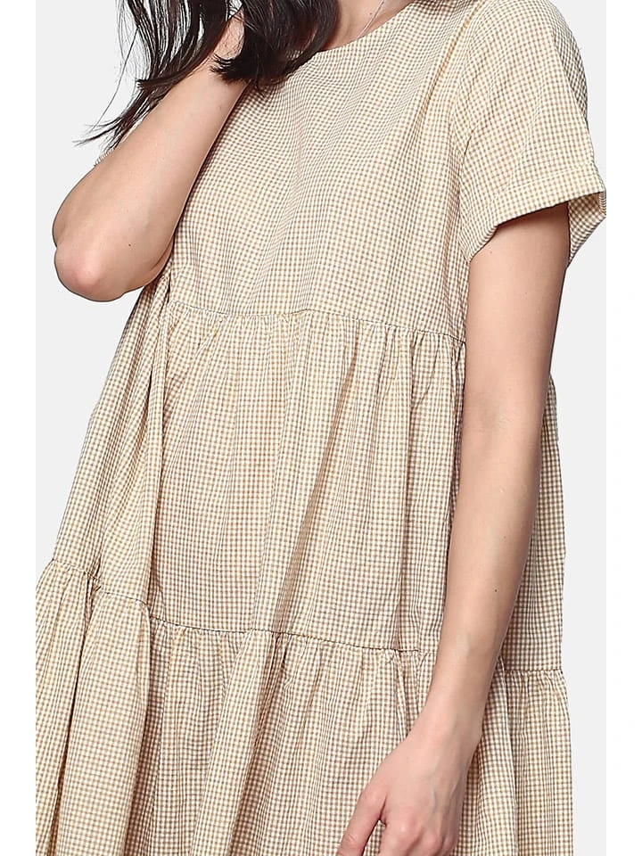 Linnen Jurk Beige/wit 4 Linnen Jurk Beige/wit - Afbeelding 4