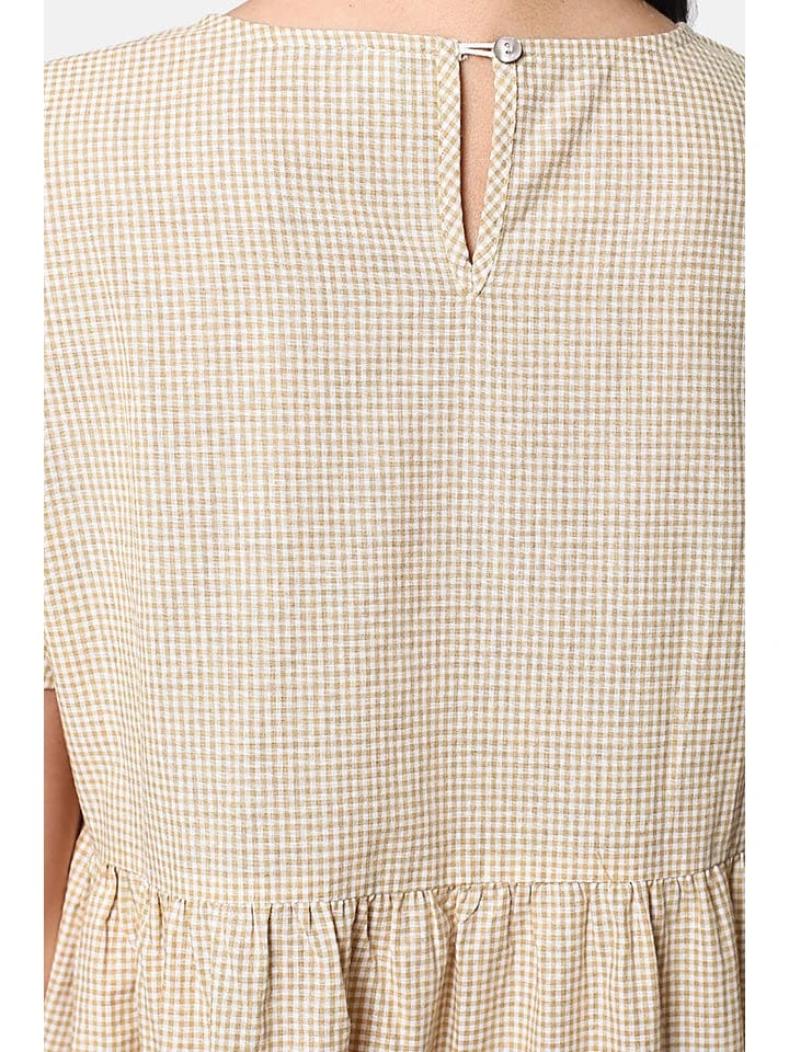 Linnen Jurk Beige/wit 5 Linnen Jurk Beige/wit - Afbeelding 5