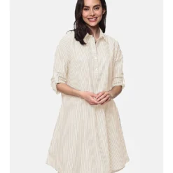 Linnen Jurk Crème/wit