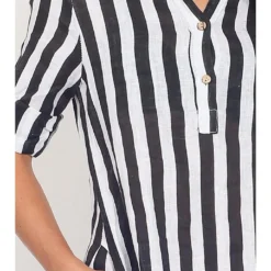 Linnen Jurk Zwart/wit -Exporteren Mooie Look Winkel le jardin du lin linnen jurk zwart wit 2