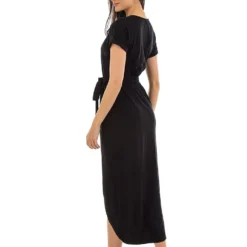 Jurk "Lydia" Zwart -Exporteren Mooie Look Winkel le monde du lin jurk lydia zwart 2