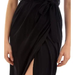 Jurk "Lydia" Zwart -Exporteren Mooie Look Winkel le monde du lin jurk lydia zwart 3