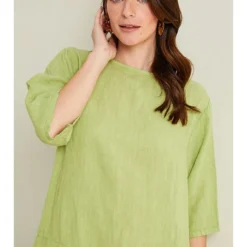 Linnen Jurk Lichtgroen -Exporteren Mooie Look Winkel le monde du lin linnen jurk lichtgroen 3