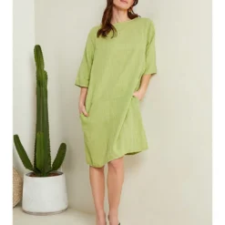 Linnen Jurk Lichtgroen -Exporteren Mooie Look Winkel le monde du lin linnen jurk lichtgroen 4