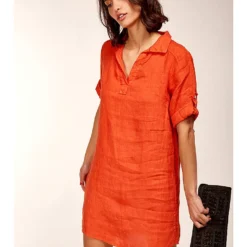Linnen Jurk Oranje