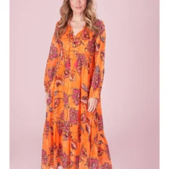 Jurk "Eleen" Oranje/roze/zwart -Exporteren Mooie Look Winkel lieblingsstuck jurk eleen oranje roze zwart 2
