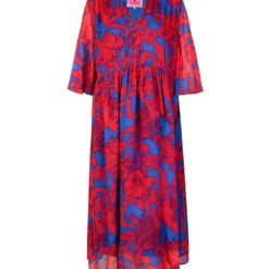 Jurk "Elza" Blauw/rood