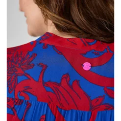 Jurk "Elza" Blauw/rood -Exporteren Mooie Look Winkel lieblingsstuck jurk elza blauw rood 5