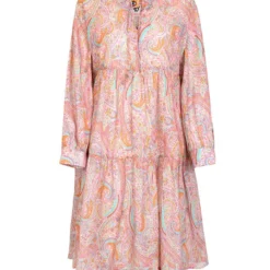 Jurk "Estera" Lichtroze/lichtblauw/oranje