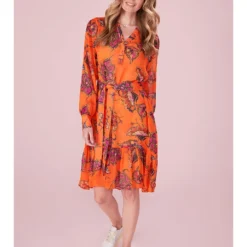 Jurk "Etje" Oranje/roze/zwart -Exporteren Mooie Look Winkel lieblingsstuck jurk etje oranje roze zwart 2