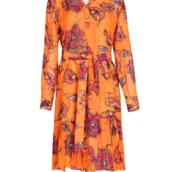 Jurk "Etje" Oranje/roze/zwart