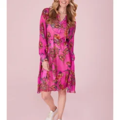 Jurk "Etje" Roze/oranje/zwart -Exporteren Mooie Look Winkel lieblingsstuck jurk etje roze oranje zwart 2